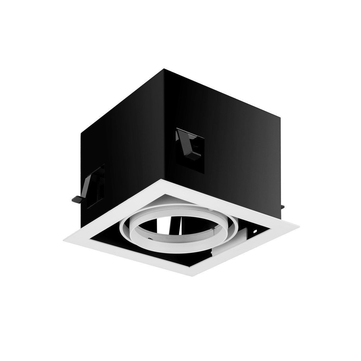 Spots encastrés Led LUDOSPOT 111 Boitier Carré Rect X1 Cardan Blanc