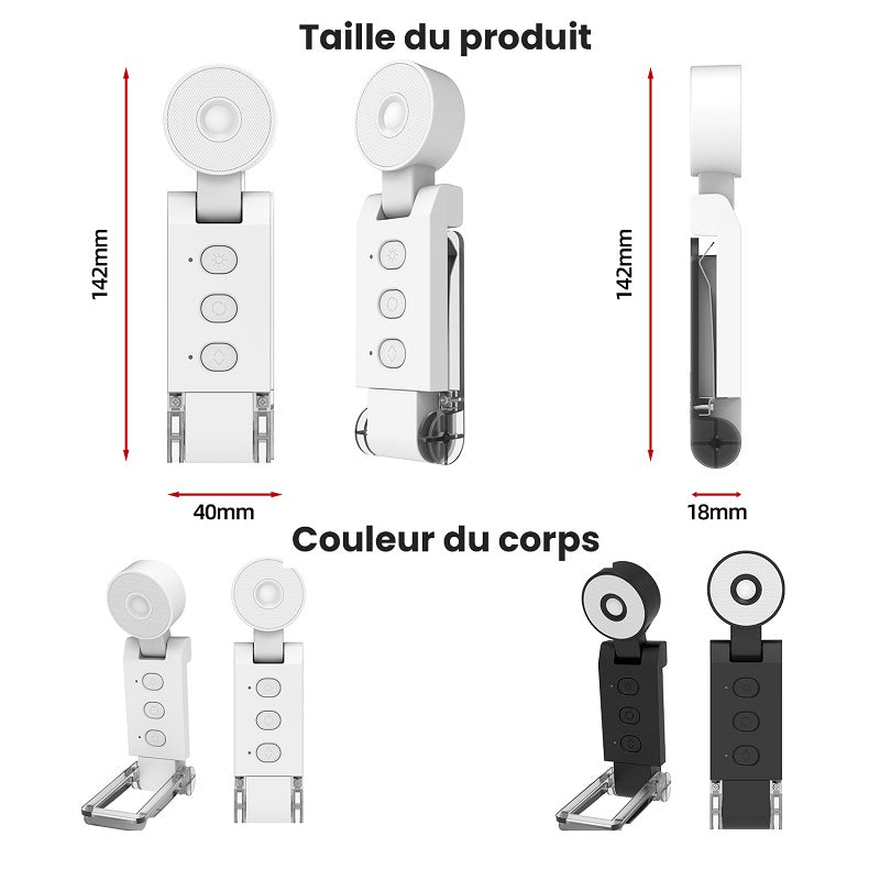 Lampe de lecture LED ronde- noire