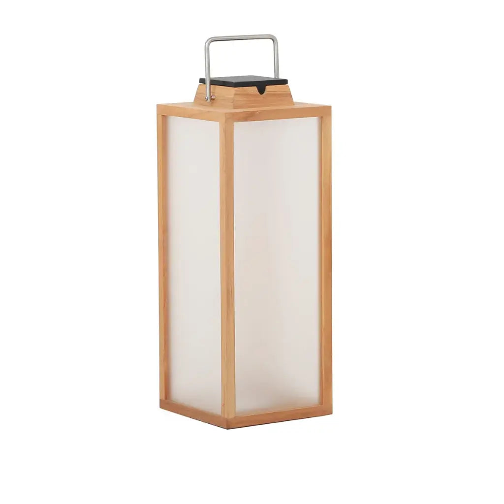 Lanterne solaire TRADITION 65 cm en teck massif et verre dépoli, Les Jardins