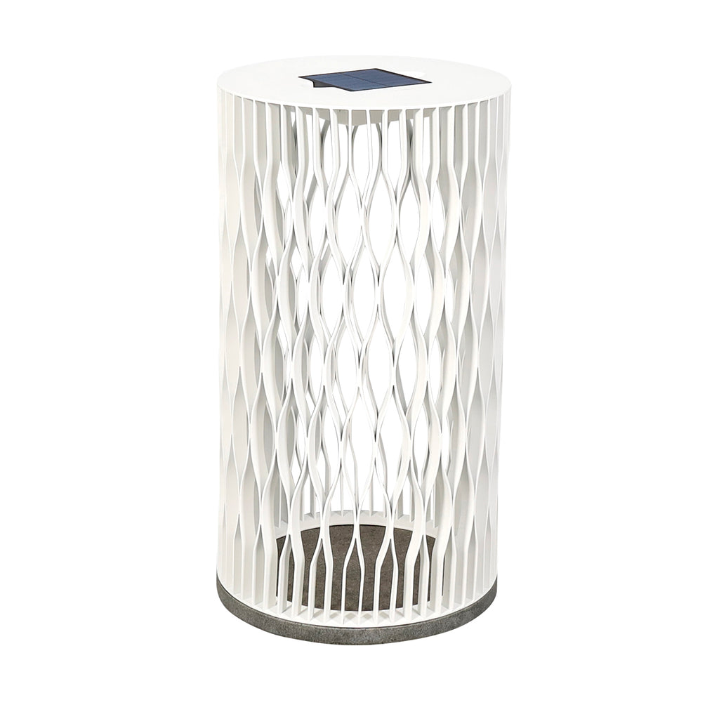 Lampe solaire CADIX 90 cm blanche Les Jardins avec base en granit