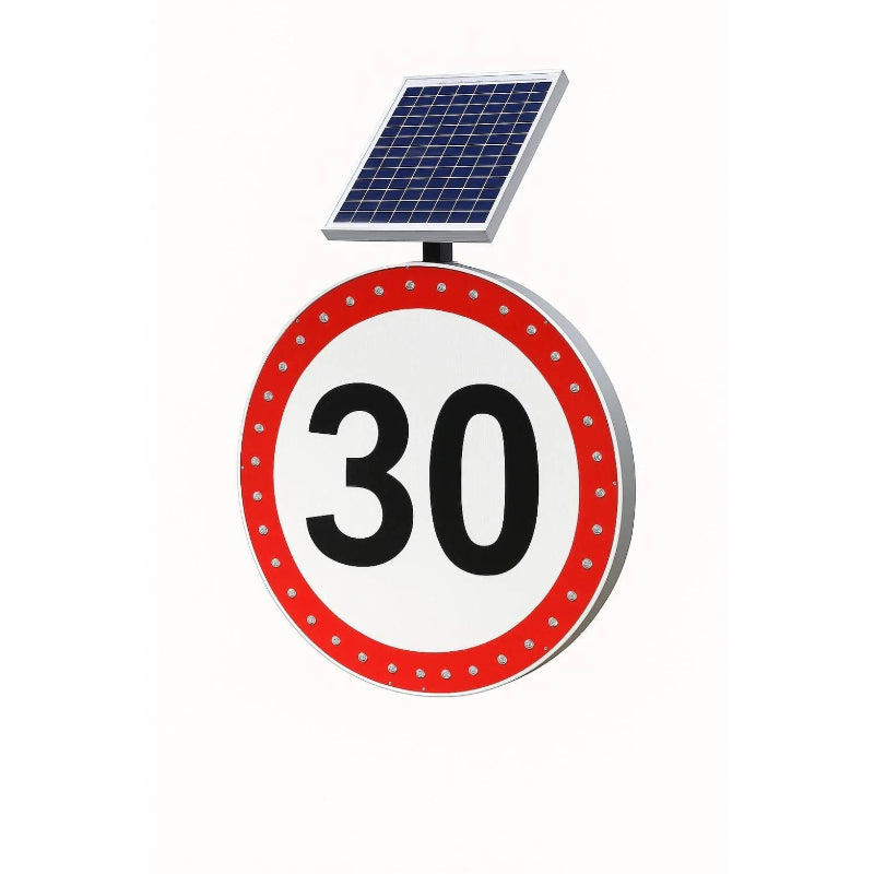 Panneau solaire limitation de vitesse 30 km/h avec éclairage LED