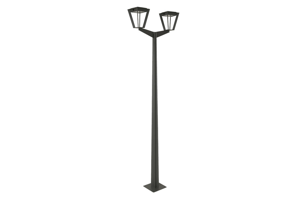 Lampadaire solaire METRO 2 têtes Gris Les Jardins