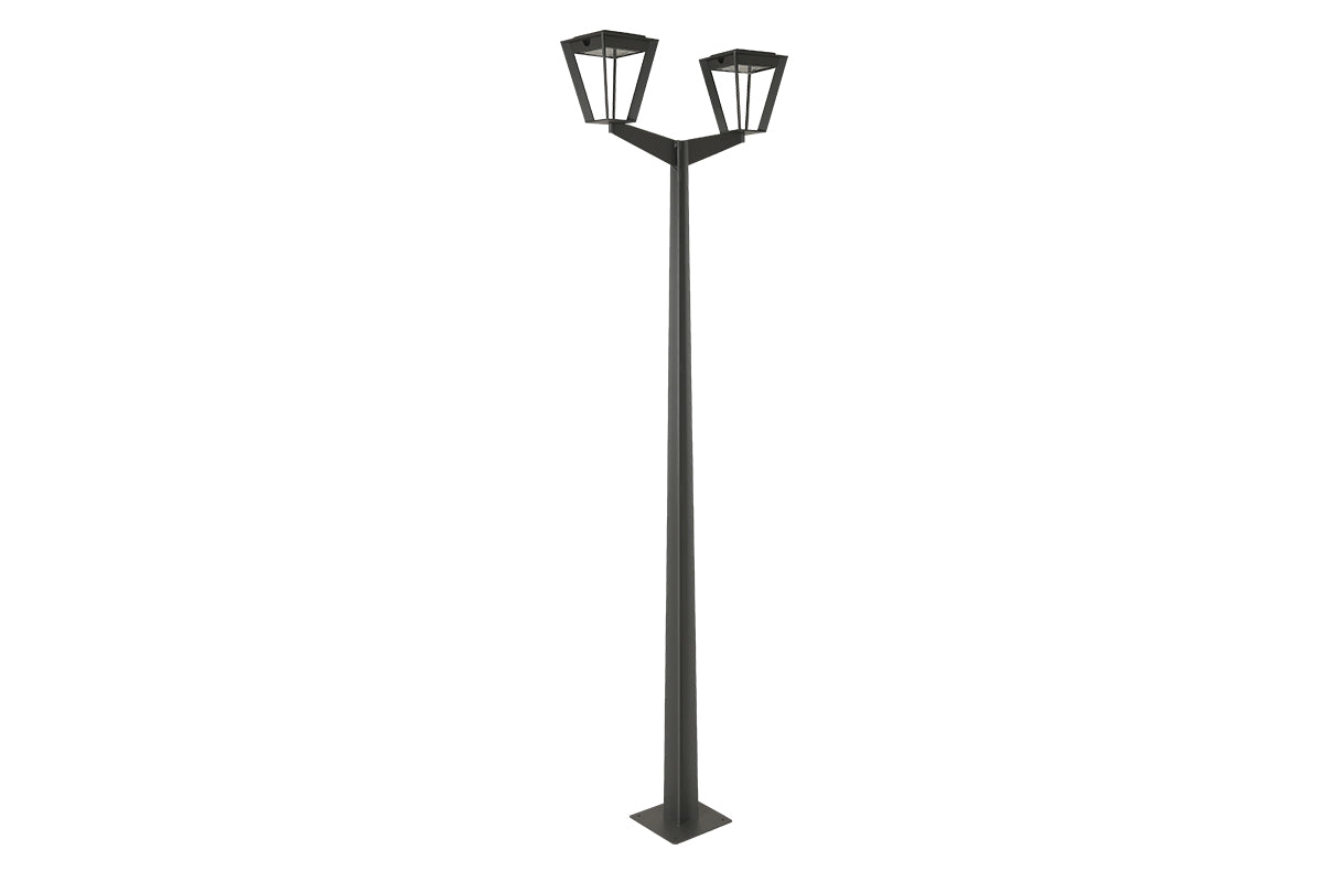 Lampadaire solaire METRO 2 têtes Gris Les Jardins