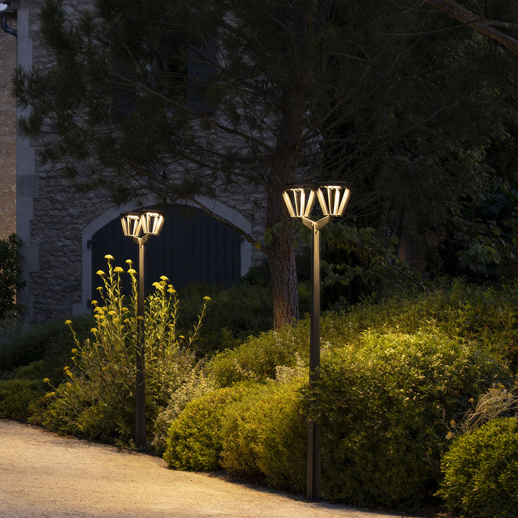 Lampadaire solaire METRO 2 têtes Gris Les Jardins