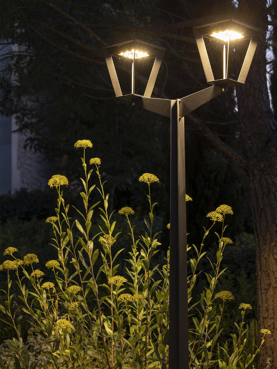 Lampadaire solaire METRO 2 têtes Gris Les Jardins