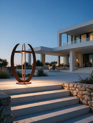 Luminaire solaire TULIP 98 cm finition Corten, Les Jardins